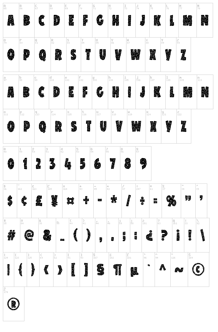 Snack Patrol font map